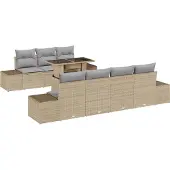 vidaXL Gartensofa-set 8 Stk. Beige und Hellgrau