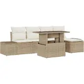 vidaXL Gartensofa-set 6 stk. Beige Poly-Rattan