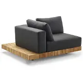 Solpuri Plateau XL-Modul Ecke rechts + Ecktisch inkl. Polster Teak