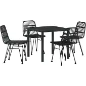 vidaXL Garten Essgruppe 5 pcs Schwarz Pulverbeschichteter Stahl