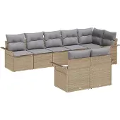 vidaXL Gartensofa-set 8 stk. Beige Poly-Rattan