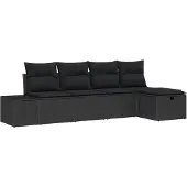 vidaXL Gartensofa-set 5 stk. Schwarz Poly-Rattan