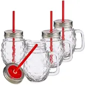 MamboCat 4er Set Vivalto Sole Henkelbecher mit Strohhalm Rot 485ml