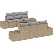 vidaXL Garten-Sofa-Set 8 stk. Beige und Grau Poly-Rattan