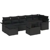 vidaXL Sofa Set 8 stk. Schwarz Poly-Rattan