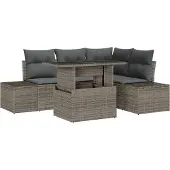 vidaXL Gartensofa-set 5 stk. Grau Poly-Rattan