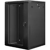 Lanberg WF01-6618-10B, Wandmontiertes Regal, 18U, 60 kg, 30 kg, Schwarz