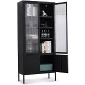 Coemo Vitrine Tokio aus Metall mit Glastüren in Schwarz | Gr.: onesize