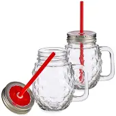 MamboCat 2er Set Vivalto Sole Henkelbecher mit Strohhalm Rot 485ml