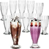 MamboCat 12x LONDON Eisbecher mit Fuß 350ml klar hohe Eiskaffeebecher Shake Cocktails