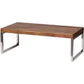 Wohnling Couchtisch GUNA Massiv-Holz Sheesham 120cm breit Wohnzimmer-Tisch Design dunkel-braun Landhaus-Stil Beistelltisch