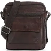 Spikes & Sparrow Leder Umhängetasche Jason Crossover Bag Chocolate dunkelbraun