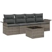 vidaXL Sofa Set 5 stk. Grau Poly-Rattan