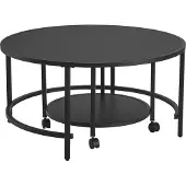 En.casa Couchtisch Værøy im 2er Set Beistelltisch rund Sofatisch 40 x 80 cm Wohnzimmertisch Schwarz, matt