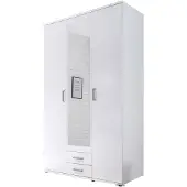 Die Möbelfundgrube Kleiderschrank mit Spiegel - weiß - 120 cm - KARL