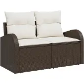 vidaXL Sofa Set 6 Stk. Braun und Weiß Poly-Rattan