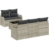 vidaXL Gartensofa-set 6 stk. 5-Sitzanzahl Hellgrau und Dunkelgrau
