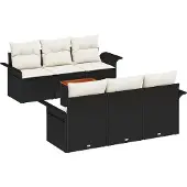 vidaXL Gartensofa-set 7 stk. 6-Sitzanzahl Schwarz und Creme