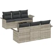 vidaXL Gartensofa-set 7 stk. Hellgrau und Dunkelgrau Poly-Rattan