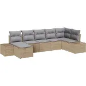 vidaXL Garten-Sofa-Set 7 stk. Beige Poly-Rattan