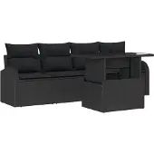 vidaXL Gartensofa-set 5 stk. Schwarz Poly Rattan