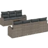 vidaXL Gartensofa-set 8 stk. 7-Sitzanzahl Grau Poly-Rattan