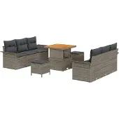 vidaXL Garten-Sofa-Set 9 Stk. 8-Sitzanzahl Grau