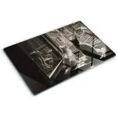 Tulup Herdabdeckplatte 80x52 cm Glas-Servierbrett Küchenutensilien Schutzplatte Spritzschutz Abdeckung Katzen im Fenster