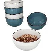 MamboCat 6x Rome blau & weiß Müslischalen 550ml Salat Oat-Bowl Dessert-Schüssel Porridge