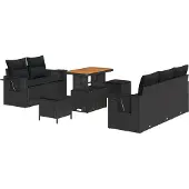 vidaXL Gartensofa-set 10 stk. Schwarz Poly-Rattan