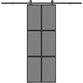 vidaXL Schiebetür mit Beschlag 76x205 cm Hartglas & Aluminium