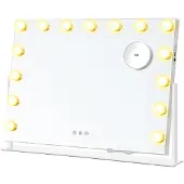 Songmics Schminkspiegel mit Beleuchtung und Ladeanschlüssen mattweiß LWM001W02