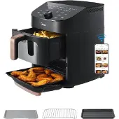 Midea Heißluftfritteuse Double Stack, übereinander Airfryer, Smart WIFI Sync mit Alexa,11L XL Vertikalem Platzsparendes Design, 10 in 1 Basket Grillpfanne Backen für 3-8 personen,2400w