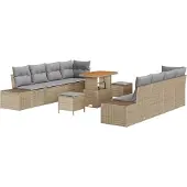 vidaXL Gartensofa-set mit Kissen Beige 90 x 55 x 71 cm Poly Rattan
