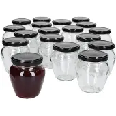 MamboCat 20er Set Marmeladenglas Vaso Orcio 212ml + To63 Deckel Schwarz