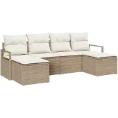 vidaXL Sofa Set 6 stk. Beige [Synthetisch]: Poly Rattan