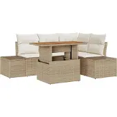 vidaXL Garten-Sofa-Set 5 stk. Beige Poly Rattan