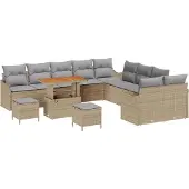 vidaXL Garten-Sofa-Set mit Kissen 13 pcs Beige und Hellgrau