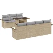 vidaXL Gartensofa-set 8 Stk. Beige [Synthetisch]: Poly Rattan