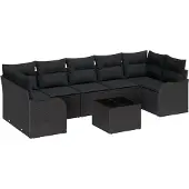 vidaXL Gartensofa-set 8 stk. 7-Sitzanzahl Schwarz