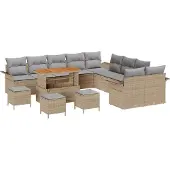 vidaXL Garten-Sofa-Set 14 stk. 13-Sitzanzahl Beige und Hellgrau