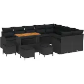 vidaXL Gartensofa-set 12 stk. Schwarz Poly-Rattan