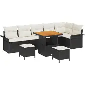 vidaXL Gartensofa-set 9 Stk. Schwarz Poly-Rattan