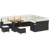 vidaXL Garten-Sofa-Set 12 stk. 11-Sitzanzahl Schwarz und Creme