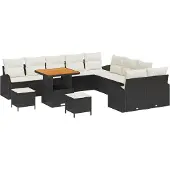 vidaXL Gartensofa-set 13 stk. Schwarz Poly-Rattan