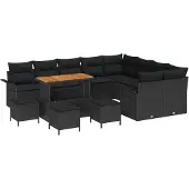 vidaXL Gartensofa-set 12 stk. Schwarz Poly-Rattan