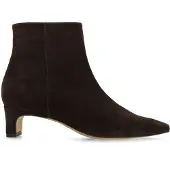 Manfield Dunkelbraune Veloursleder-Stiefeletten mit Absatz | Größe 39