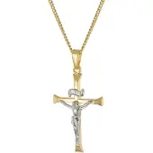Trendor 28577 Kruzifix-Anhänger Gold 333/8K An Vergoldeter Silberkette