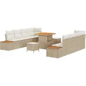 vidaXL Gartensofa-set 11 stk. 10-Sitzanzahl Beige Poly Rattan