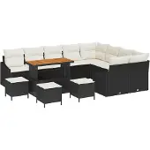 vidaXL Gartensofa-set 13 stk. 8-Sitzanzahl Schwarz Poly Rattan